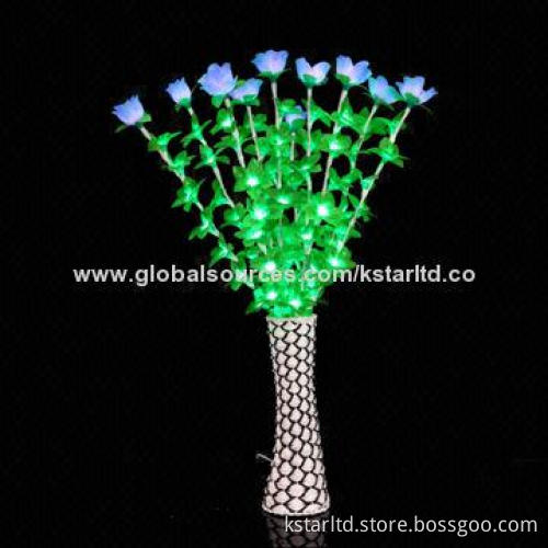 80cm high LED flower light with vase, green and blue color, indoor use only, 24V DC, 5W
